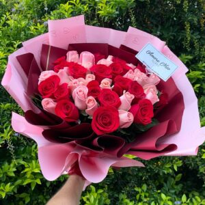Ramo 50 rosas rojas y rosa