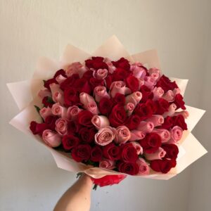 Ramo de 100 rosas rojo y rosa